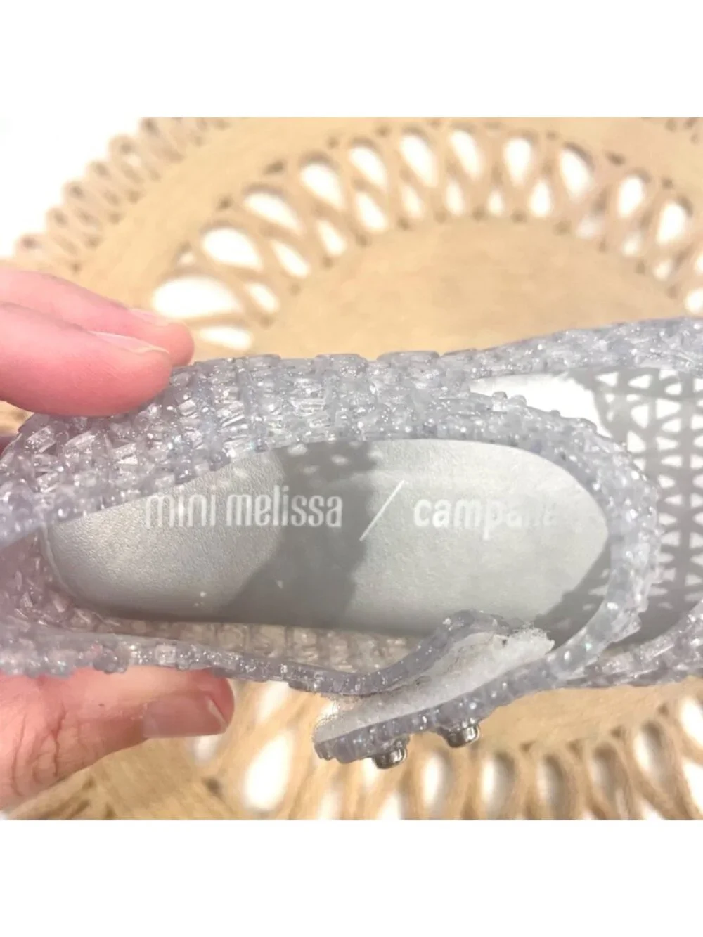 Mini Melissa x Campana Glitter Clear Ballerina Flats Size 7C